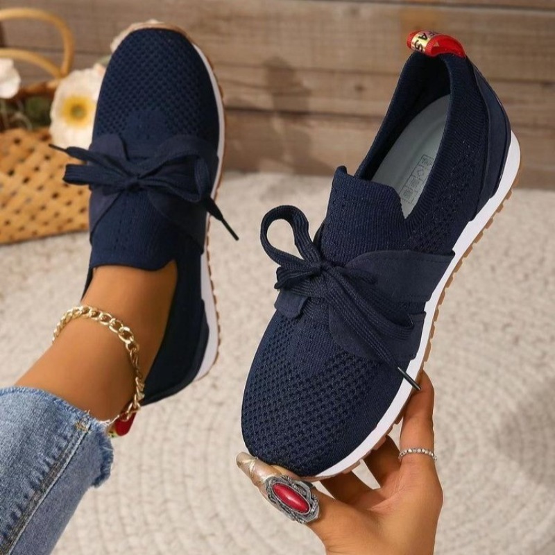 New Black Knit Breathable Wome - đánh giá và giá Knit Fabric Lace Up Sneakers