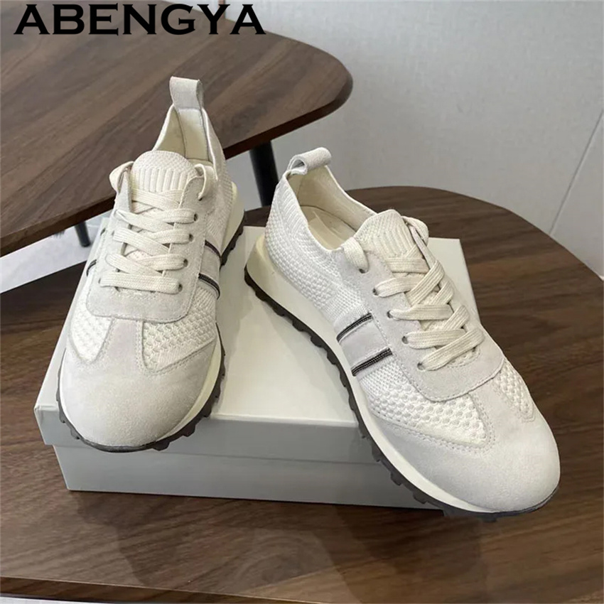 2026 Spring Hot Sale Knitted L - đánh giá và giá Knit Fabric Lace Up Sneakers
