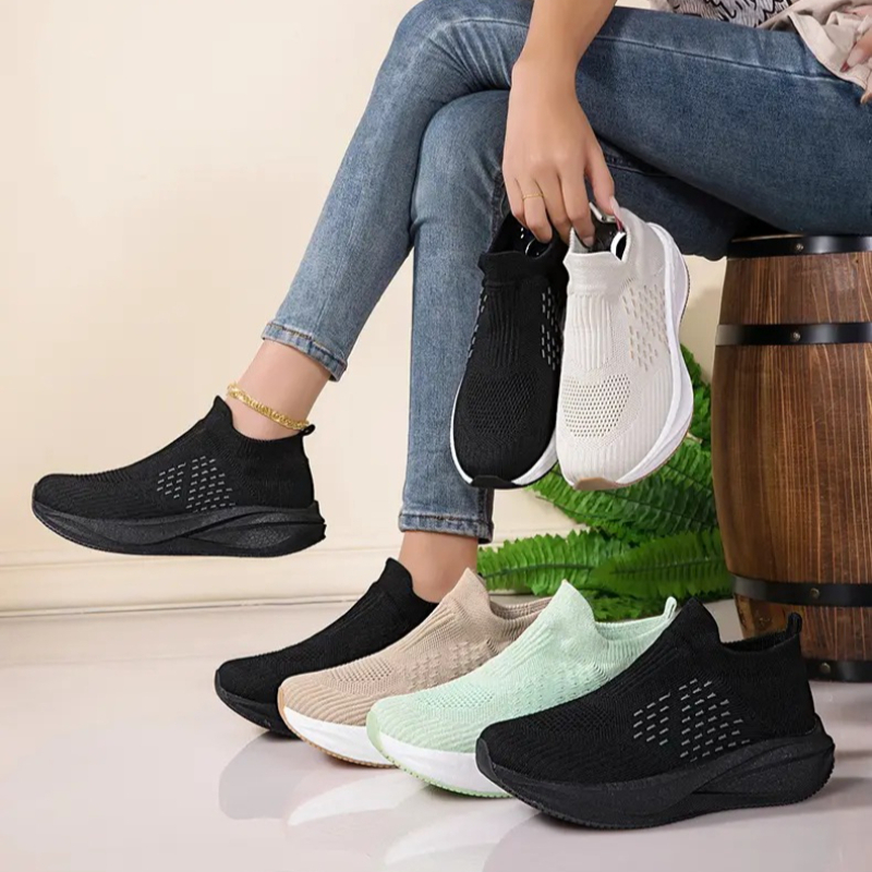 Unisex Slip on Sock Running Sh - đánh giá và giá Knit Fabric Lace Up Sneakers